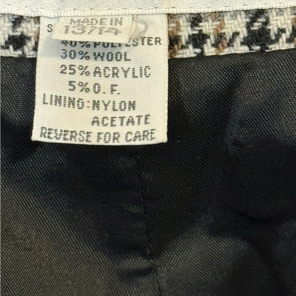 Vintage Peabody House Houndstooth Wool Blend Blazer Jacket Brown Beige Size 14 - Picture 5 of 14